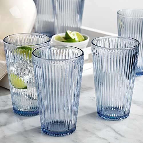Модерен комплект от чаши за пиене Home to Table, 12-графная синя стъклена посуда-хладни, включва 12 чаши за вино-охладители (18