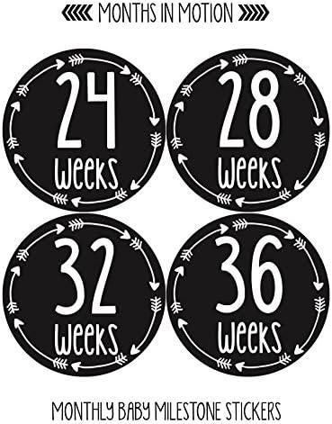 Месеци в движение Етикети за седмичен ръст на корема по време на бременност - Етикети за корема с дъно на детето - Стикер на седмица