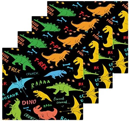 Набор от Мочалок с Шарките на Динозаврите, 12x12 инча, 6 Опаковки, Впитывающее Памучни Кърпи, Квадратни Кърпи За Кухненски Съдове