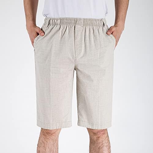 Размерът на 13 Мъжки Ежедневни Ленени Панталони С Еластичен Колан на съвсем малък Къси Панталони с Джоб Градинска Облекло