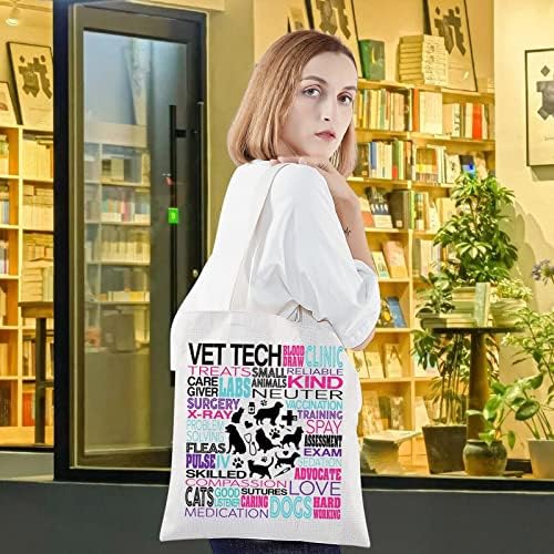 LEVLO Vet Tech Холщовая Чанта-Тоут, Подарък Ветеринарен лекар, Ветеринарна Чанта През Рамо За Ветеринар, Лекар, медицински Сестри, Студенти