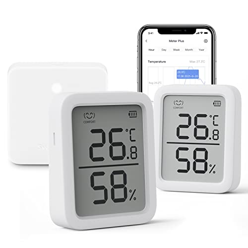 SwitchBot WiFi Термометър-Влагомер, плюс 2 пакета, Безжичен Цифров Датчик за температура в помещението, монитор влажност сигнали