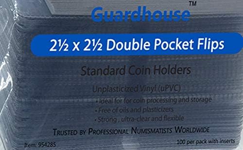 2 x 2 джоба непластифицированных монетоприемника с двоен джоб, опаковка по 100 броя с хартиени вложки от Guardhouse