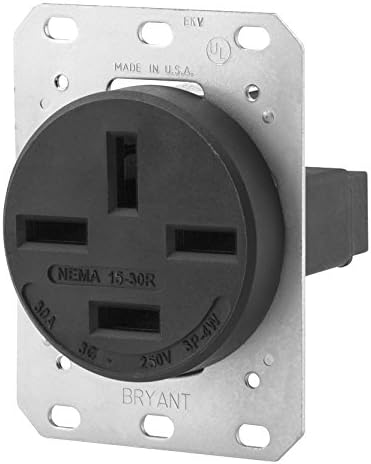 Bryant Electric 9430FR 30 Ампера 125/250В NEMA 14-30R Вълни С Прав Нож, Черен