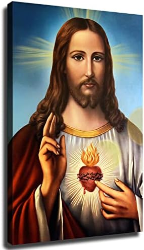 Светото Сърце на Исус Католически Христос HD Снимки Начало Декор Живопис Спалня, Кухня Изкуство Платно Декор (08 × 12 см в рамка)