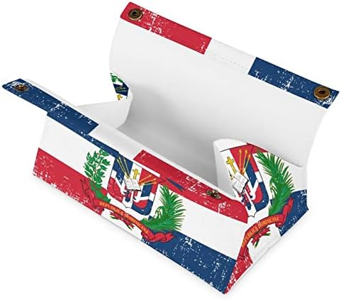 Ретро Флаг На Доминиканската Република Капак Кутии За Салфетки От Изкуствена Кожа Притежателя Кутии За Салфетки Правоъгълен Калъф