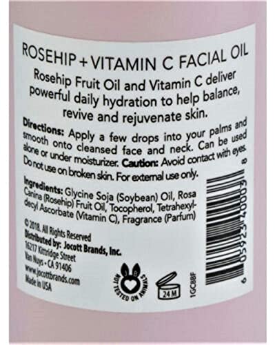 Балансирующее масло за лице Pearlessence Rosehip + Масло от шипка и Витамин С | Ежедневна хидратация за поддържане на баланс и съживяване на кожата|, Направени в САЩ и без наси